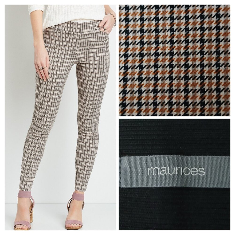 Maurices Pants 16 W Ponte Pull On Skinny Ankle Houndstooth Stretch
